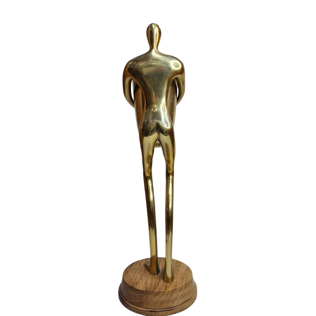 Large Mango Wood Standing Statue — Gold — View 5