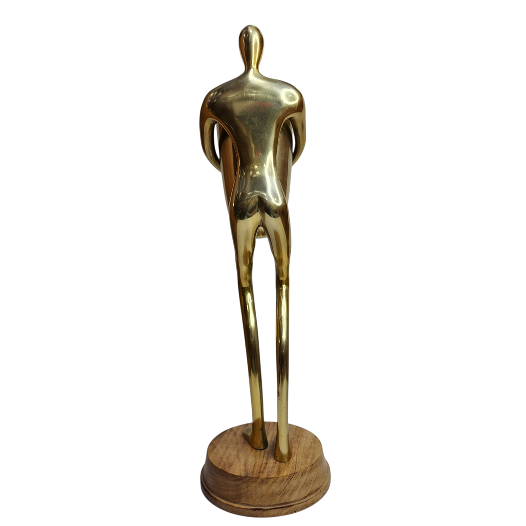 Large Mango Wood Standing Statue — Gold — View 6