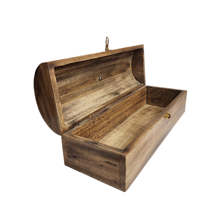 Mango Wood Wine Bottle Box with Aluminum Handle — View 2