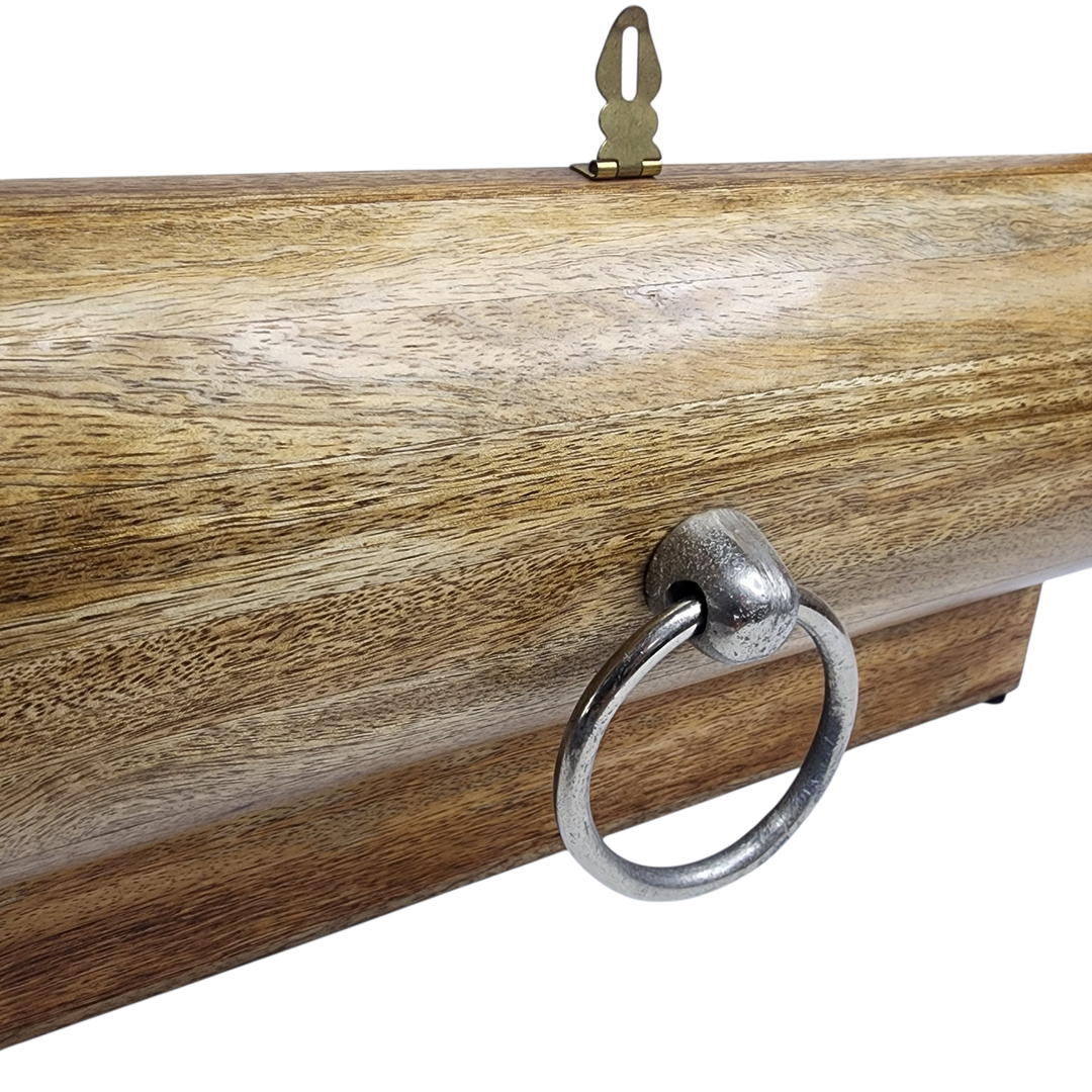 Mango Wood Wine Bottle Box with Aluminum Handle — View 4