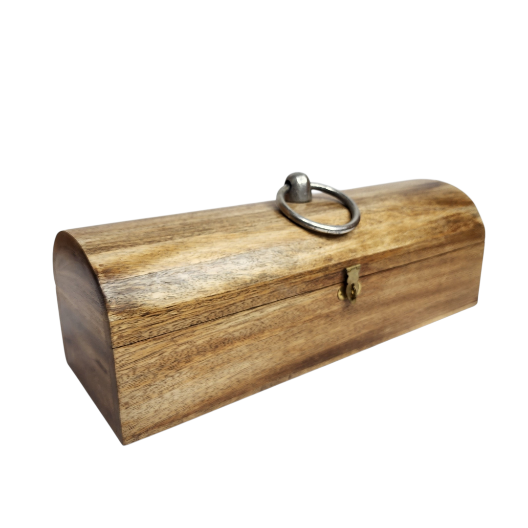 Mango Wood Wine Bottle Box with Aluminum Handle — View 6