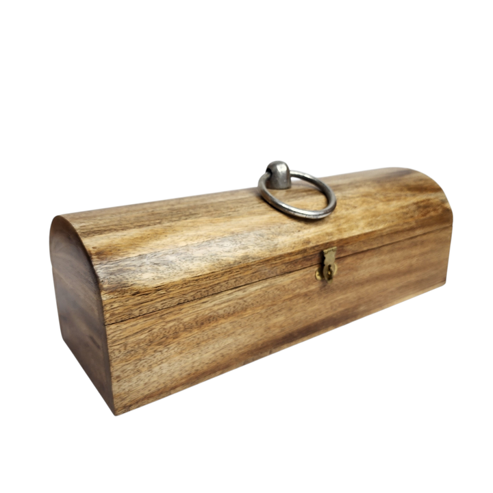 Mango Wood Wine Bottle Box with Aluminum Handle — View 6