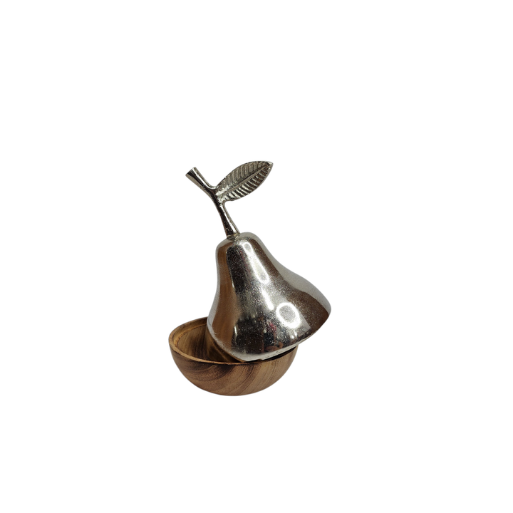 Pear-Shaped Mango Wood Box with Aluminum Lid