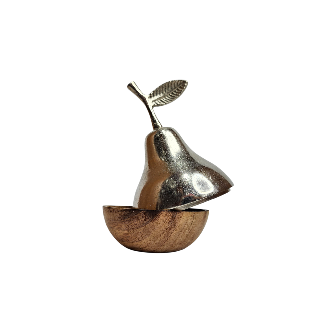 Pear-Shaped Mango Wood Box with Aluminum Lid — View 2