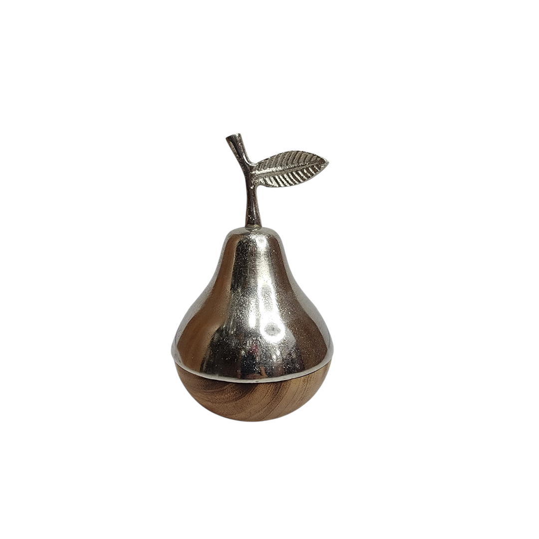 Pear-Shaped Mango Wood Box with Aluminum Lid — View 3
