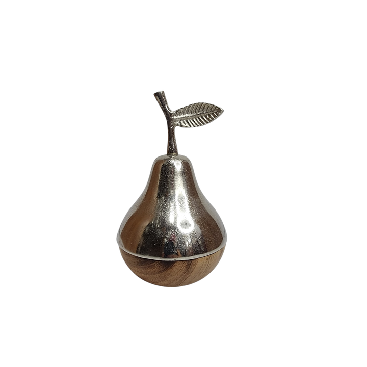 Pear-Shaped Mango Wood Box with Aluminum Lid — View 3