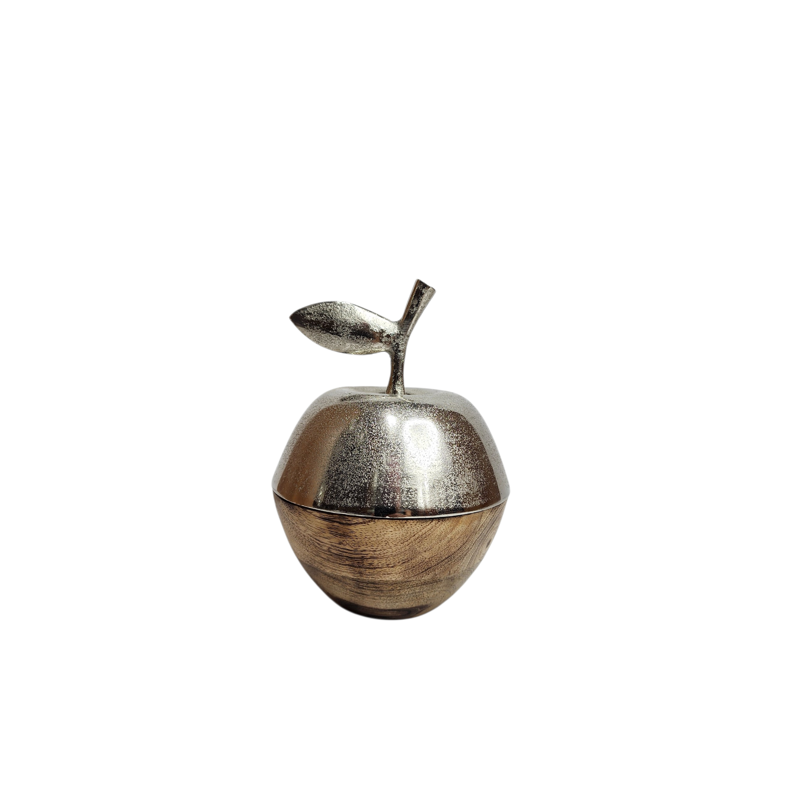 Apple-Shaped Mango Wood Box with Aluminum Lid