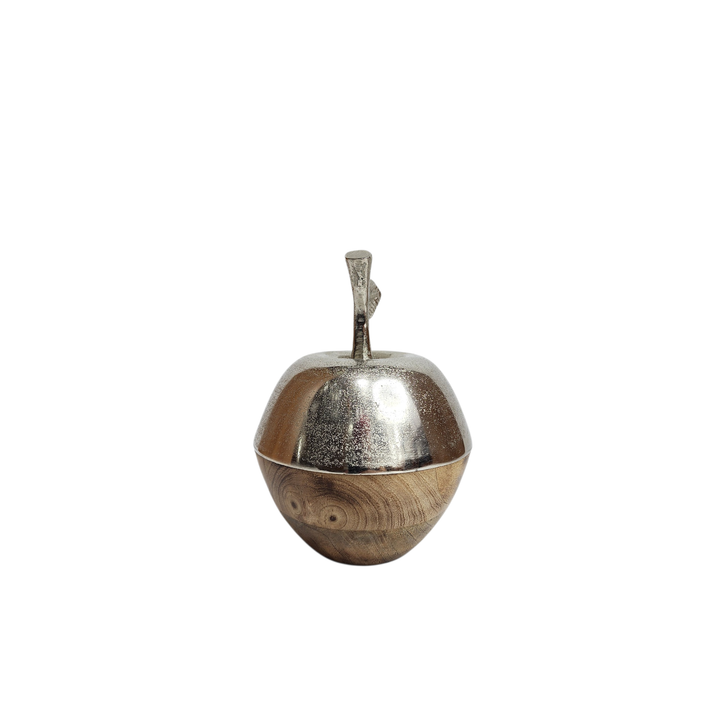 Apple-Shaped Mango Wood Box with Aluminum Lid — View 2