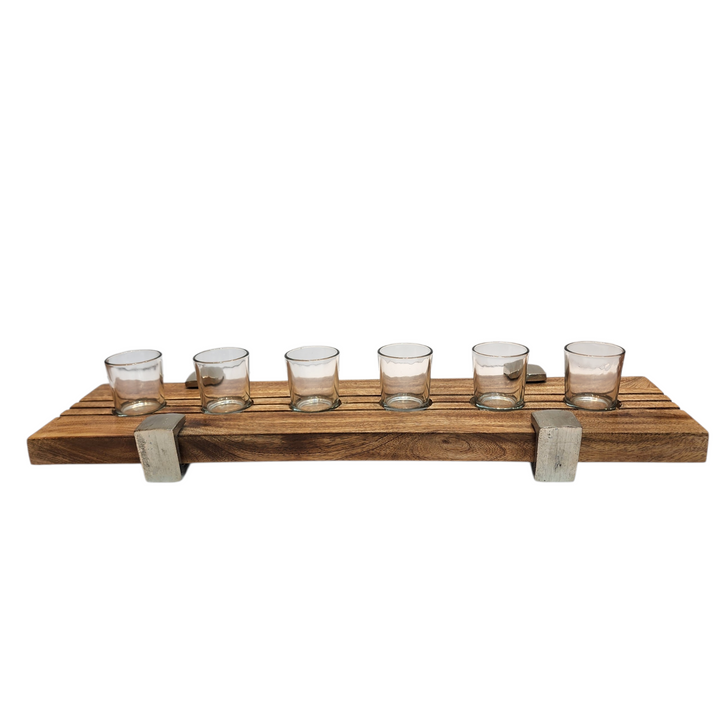 Large Mango Wood Six-Glass Candle Holder — View 2