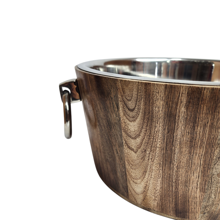 Large Mango Wood Champagne Tub with Polished Aluminum Interior — View 2