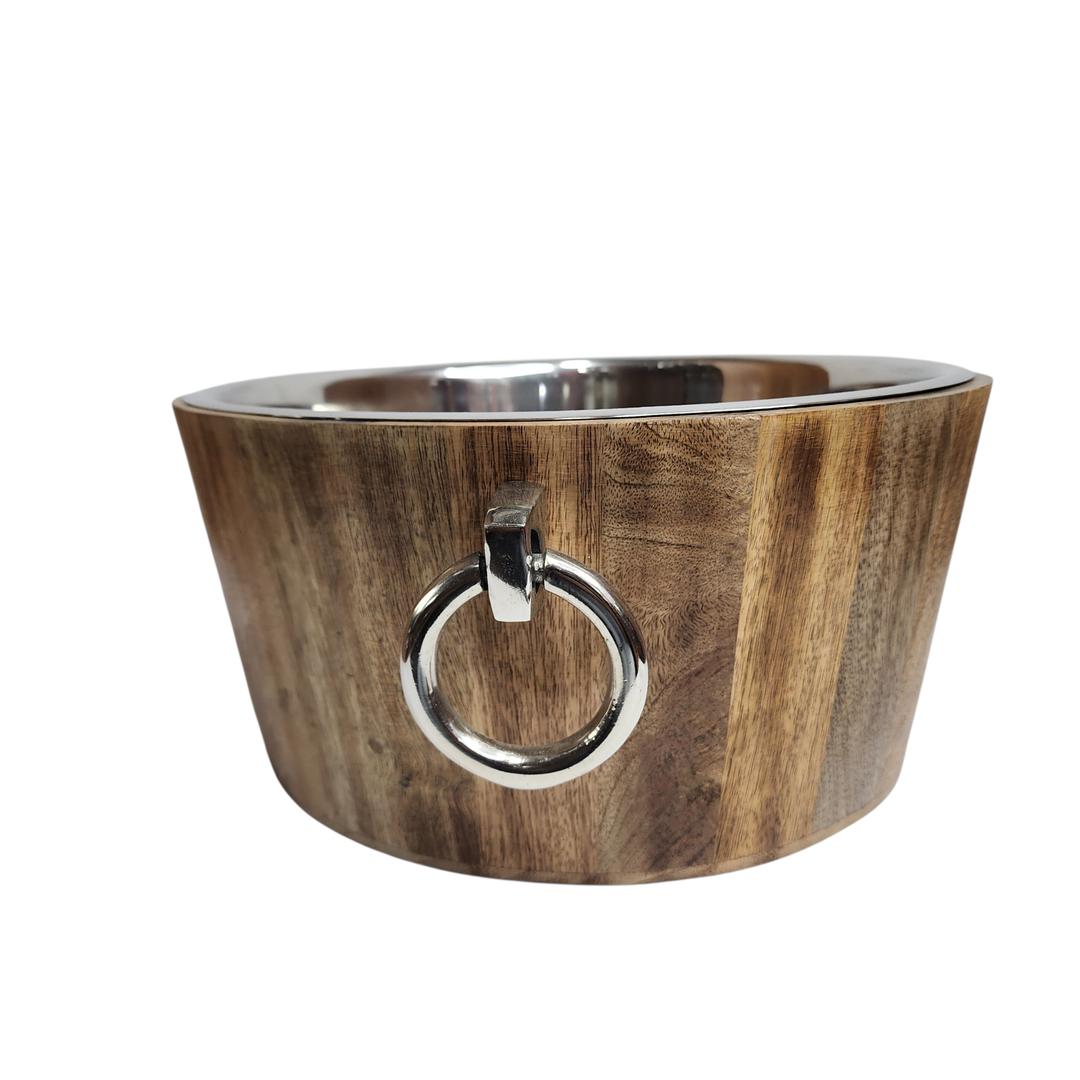 Large Mango Wood Champagne Tub with Polished Aluminum Interior — View 4