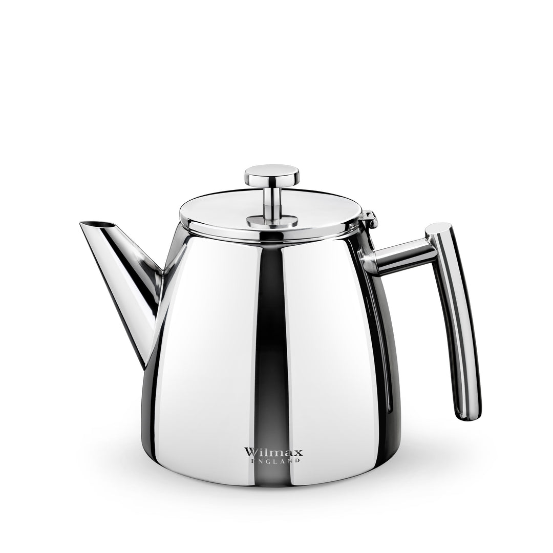 Wilmax England Double Wall Stainless Steel Tea Pot - Silver, 1200 ml