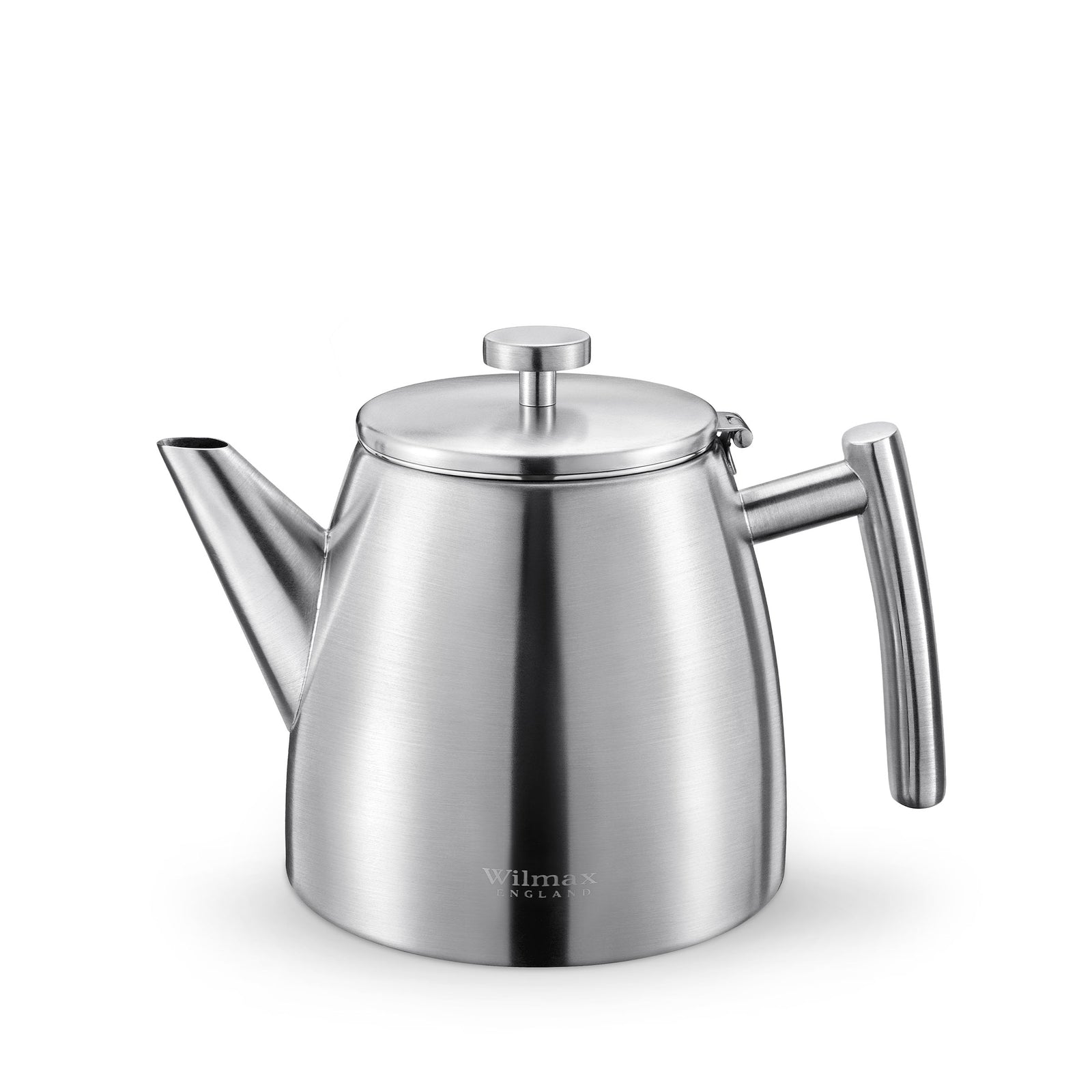 Wilmax England Double Wall Stainless Steel Tea Pot - Silver Matt, 1200 ml