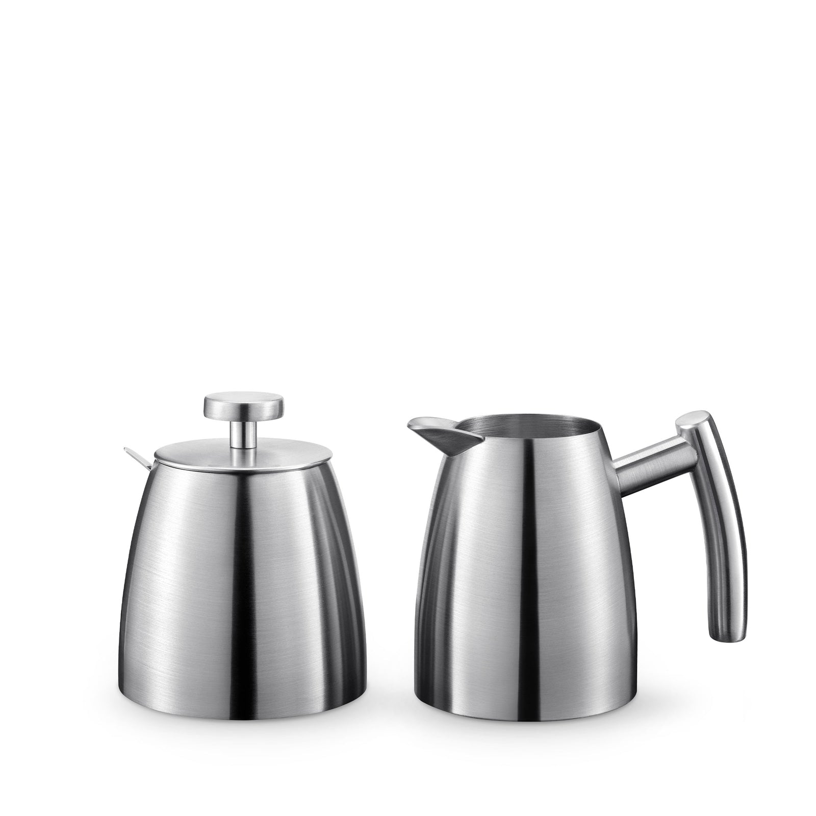 Wilmax England Stainless Steel Sugar Bowl & Creamer Set - Silver Matt, 350 ml