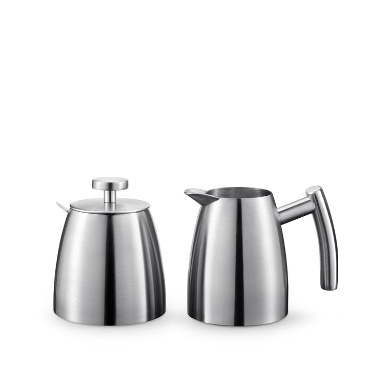 Wilmax England Stainless Steel Sugar Bowl &amp; Creamer Set - Silver Matt, 350 ml