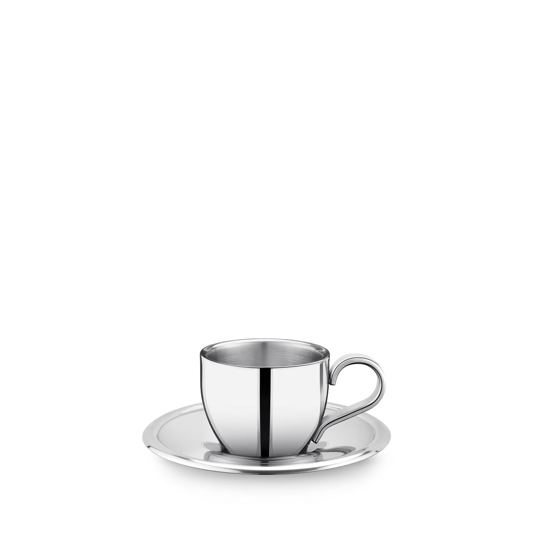 Wilmax England Double Wall Coffee Cup &amp; Saucer - Silver, 80 ml