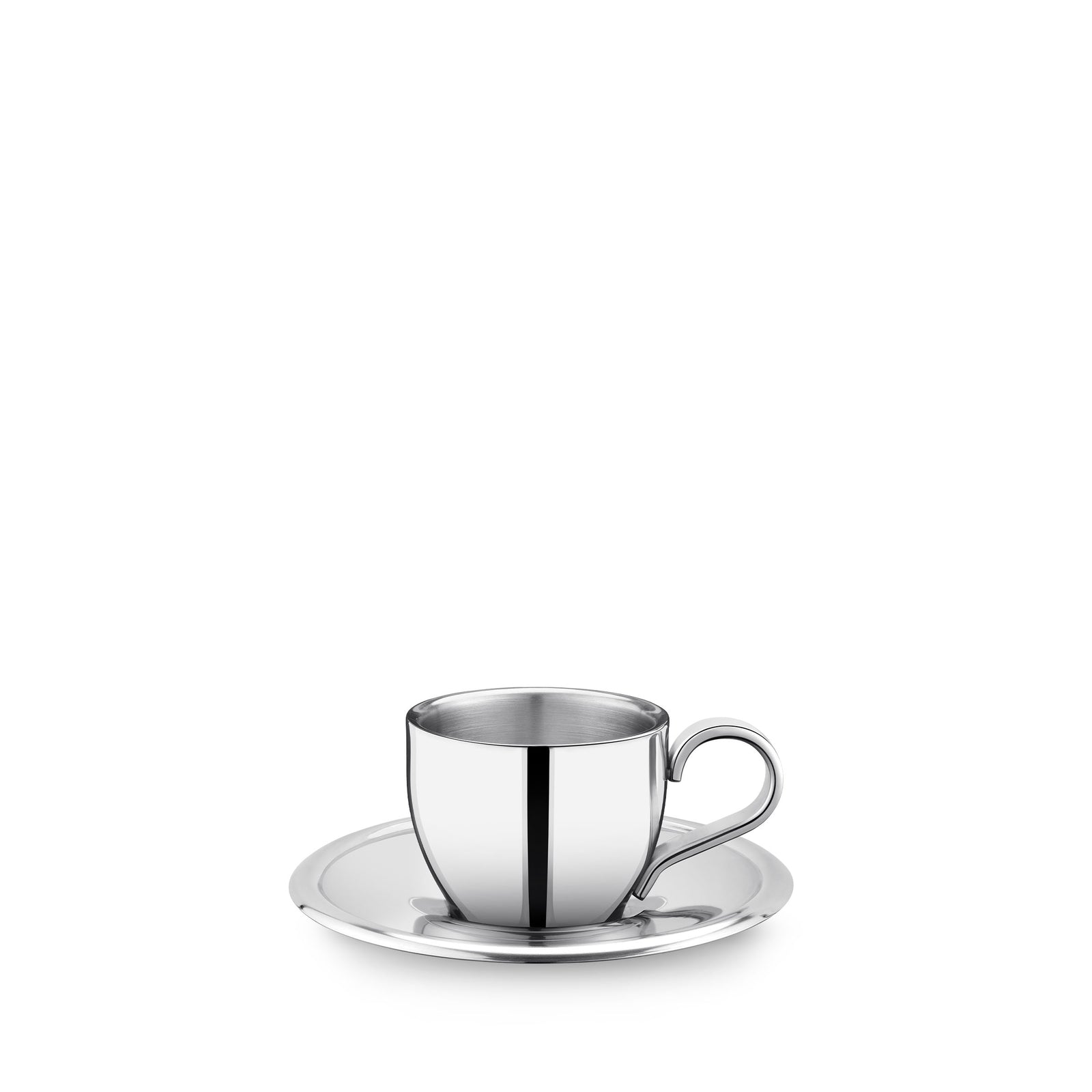 Wilmax England Double Wall Coffee Cup & Saucer - Silver, 80 ml