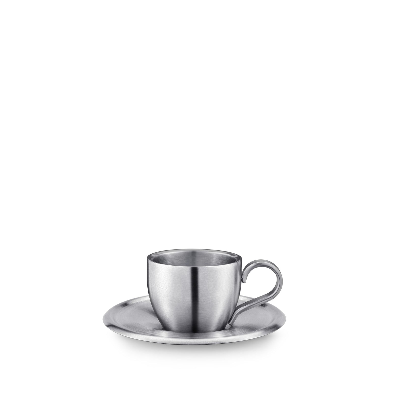 Wilmax England Double Wall Coffee Cup & Saucer - Silver Matt, 80 ml