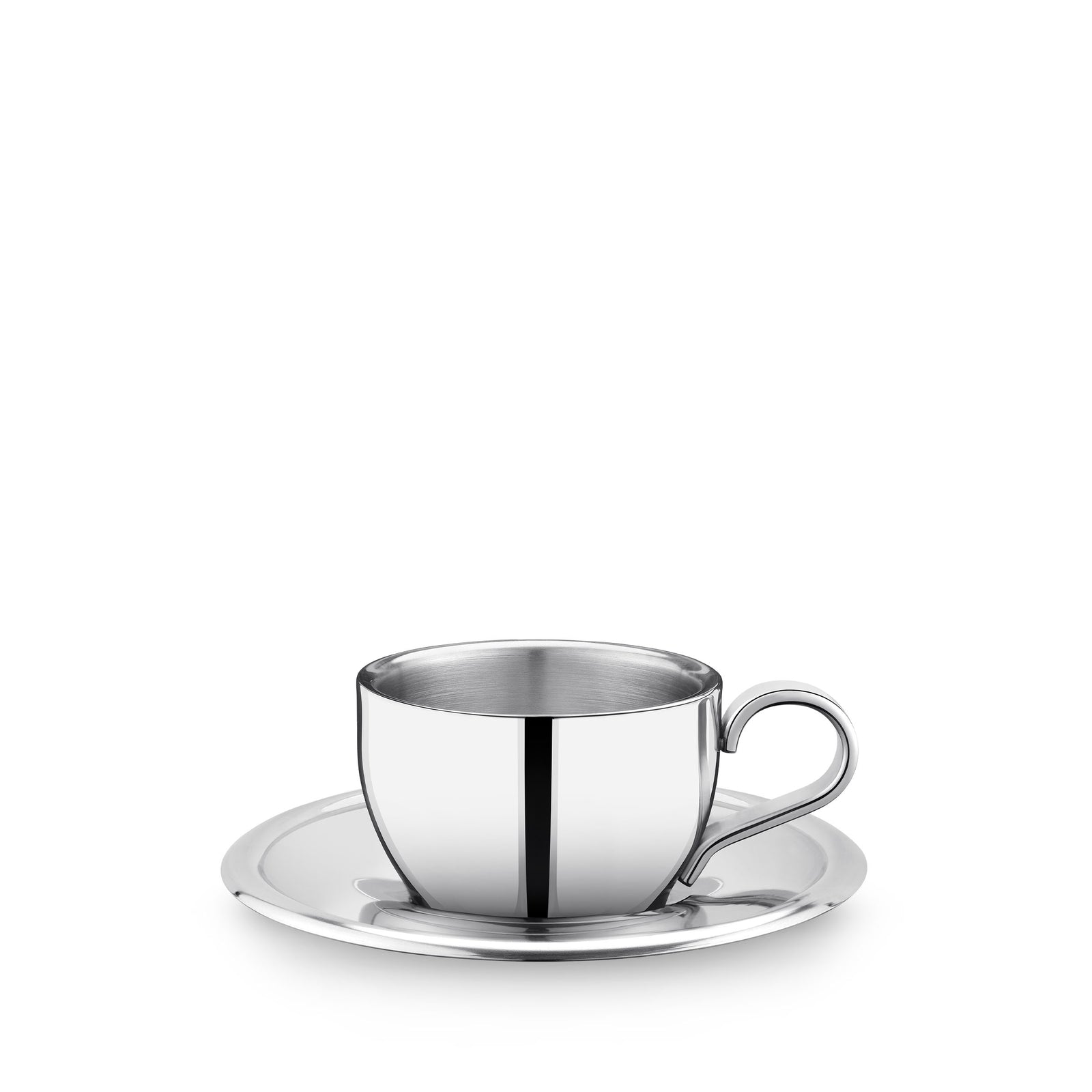 Wilmax England Double Wall Tea Cup & Saucer - Silver, 200 ml