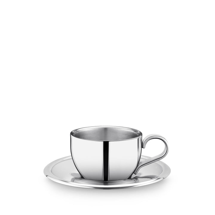 Wilmax England Double Wall Tea Cup &amp; Saucer - Silver, 200 ml