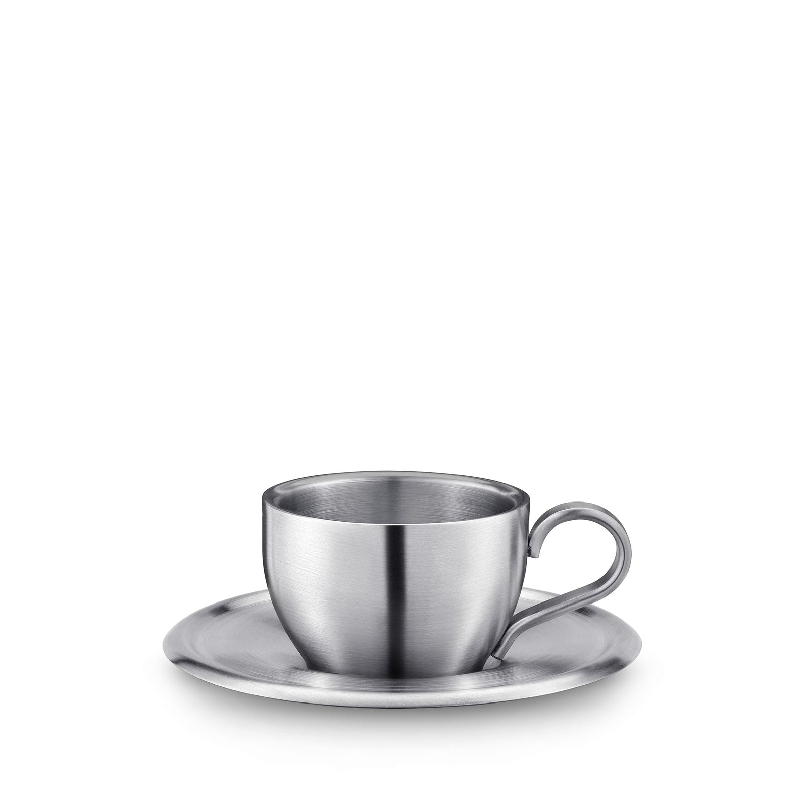 Wilmax England Double Wall Tea Cup & Saucer - Silver Matt, 200 ml