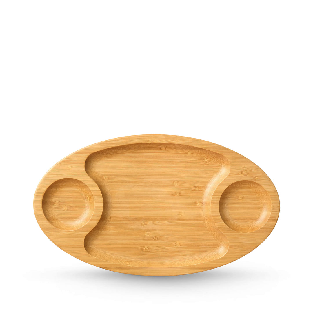 Wilmax Bamboo Oval 3-Section Serving Platter - 18 x 10 in / 45.5 x 25 cm