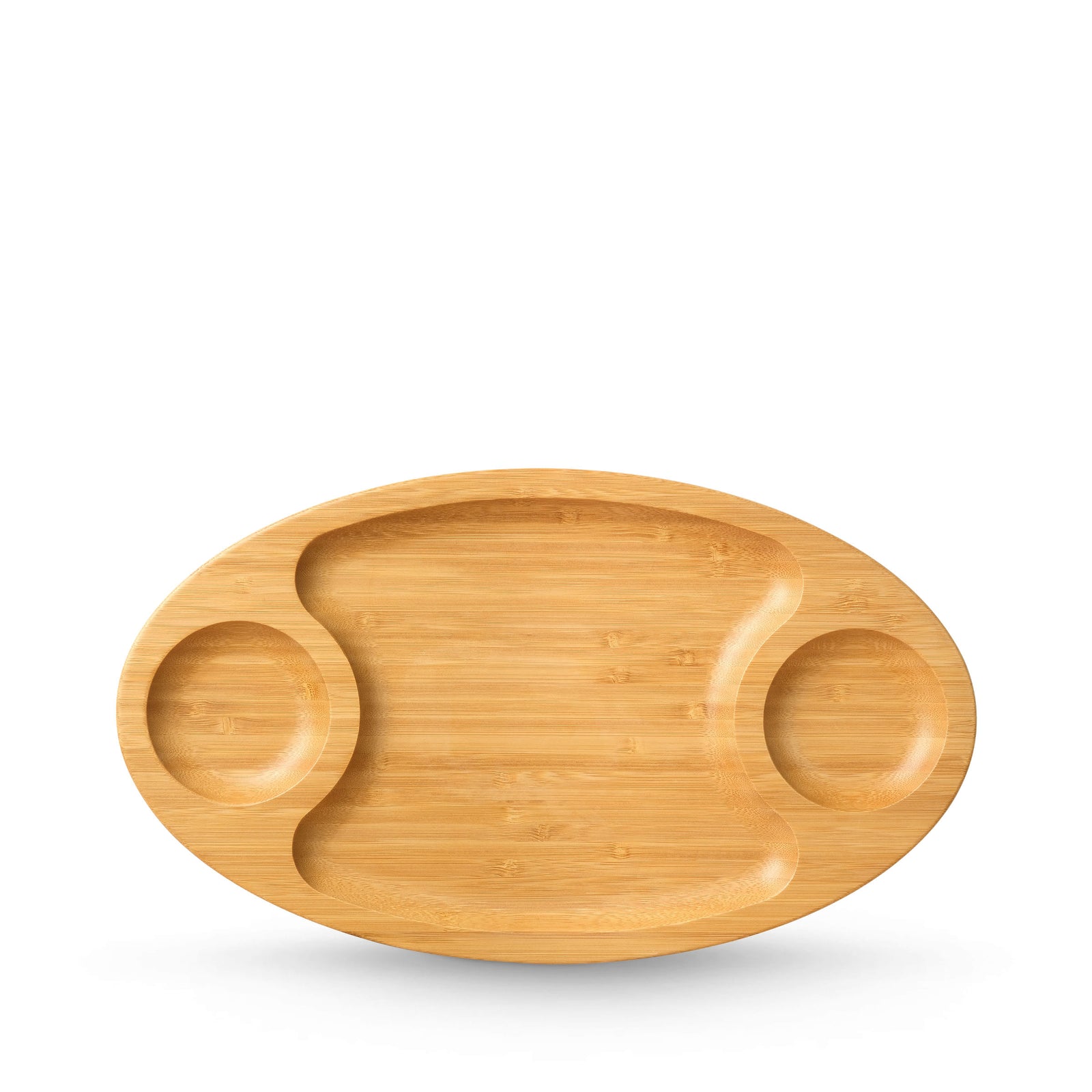 Wilmax Bamboo Oval 3-Section Serving Platter - 18 x 10 in / 45.5 x 25 cm