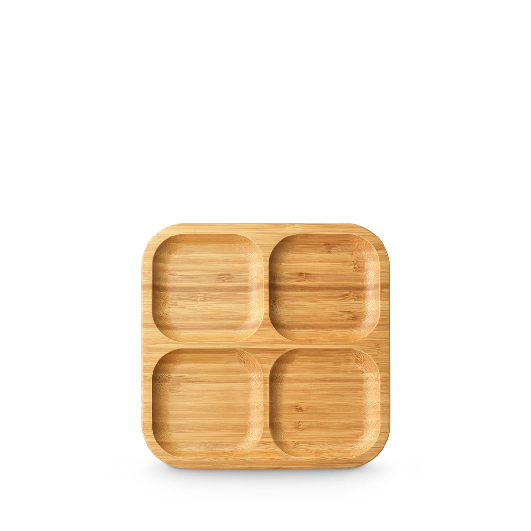 Wilmax Bamboo Square Divided Dish - 8.5 x 8.5 in / 22 x 22 cm