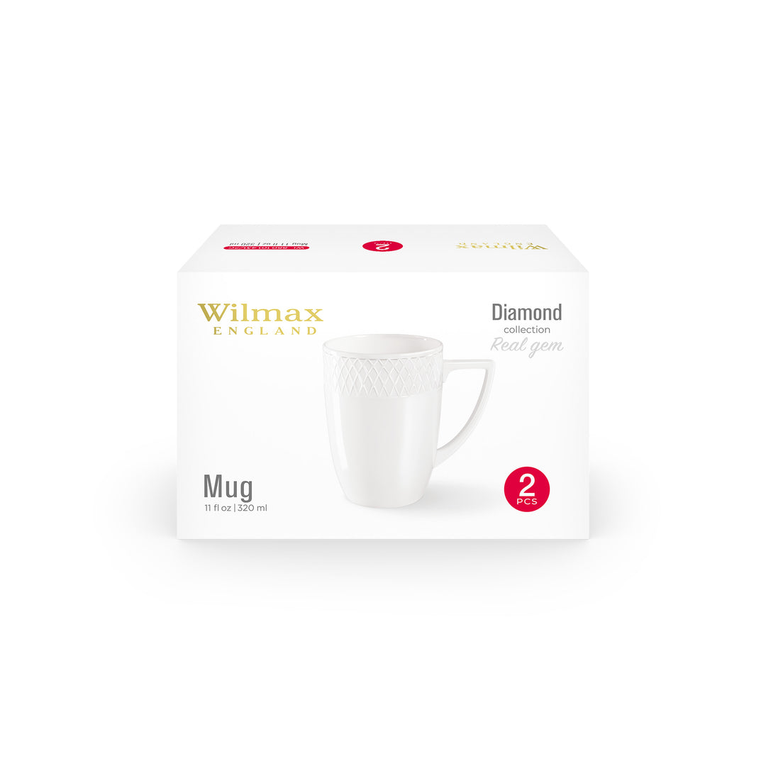 Wilmax Diamond White Porcelain Mugs