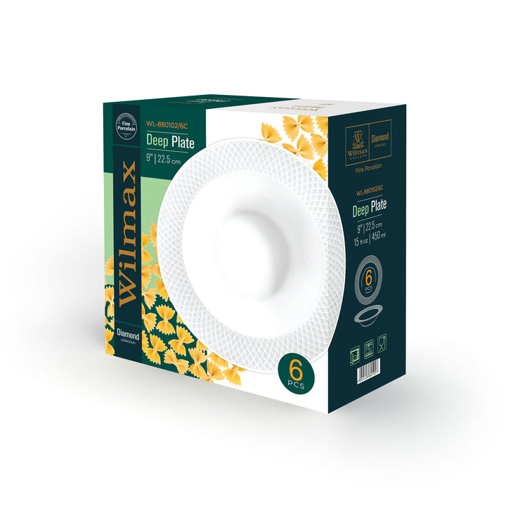 Wilmax Diamond White Deep Rim Round Plate 450 ml