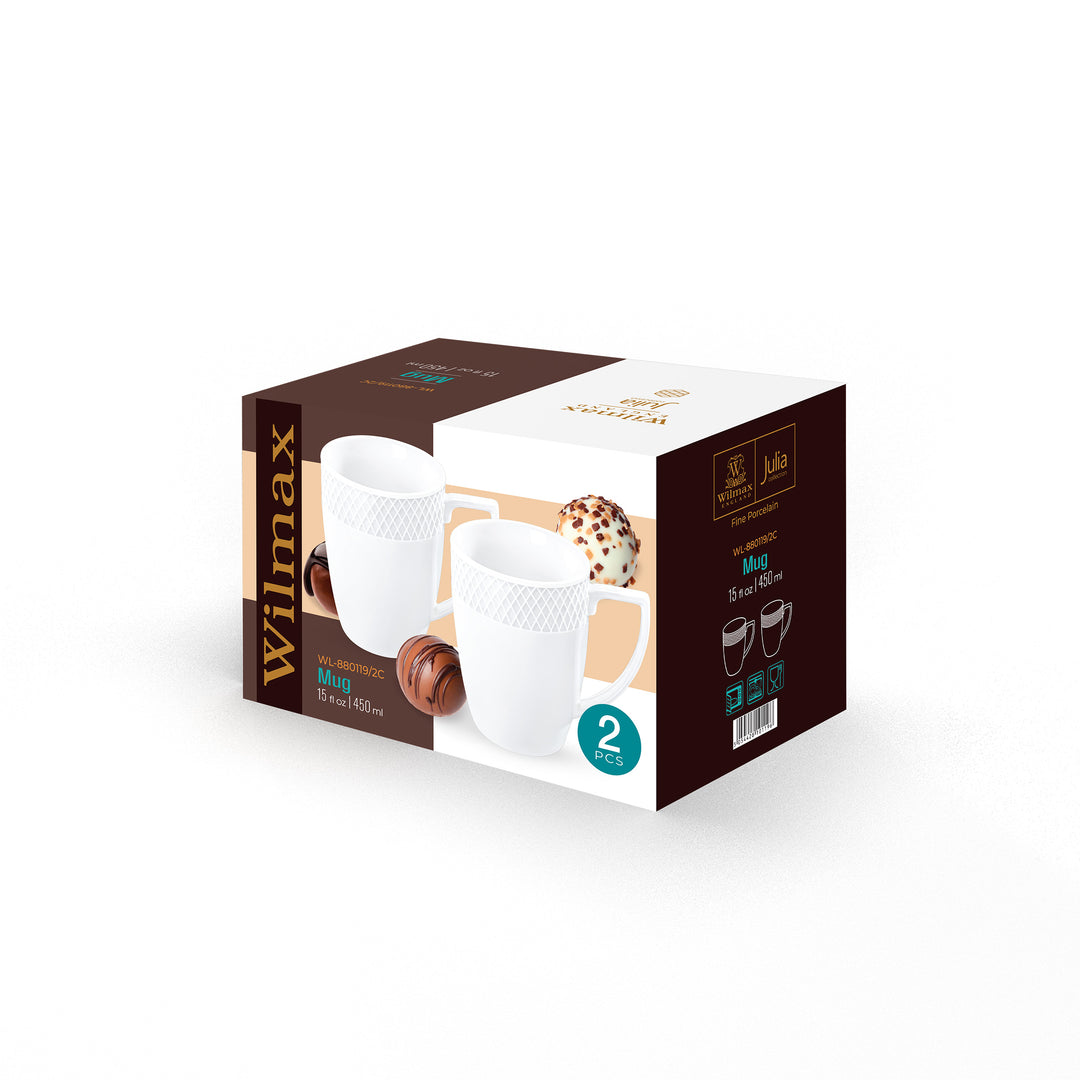 Wilmax Diamond White Porcelain Mugs