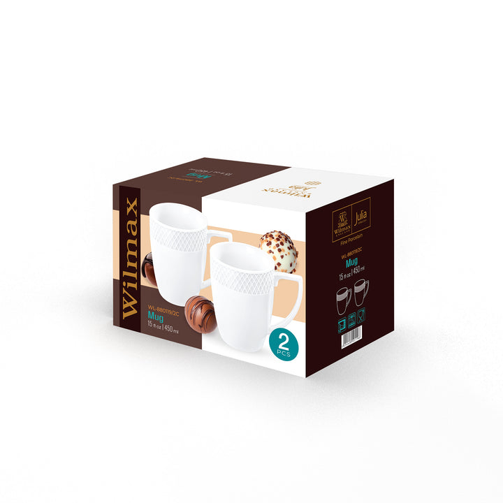 Wilmax Diamond White Porcelain Mugs