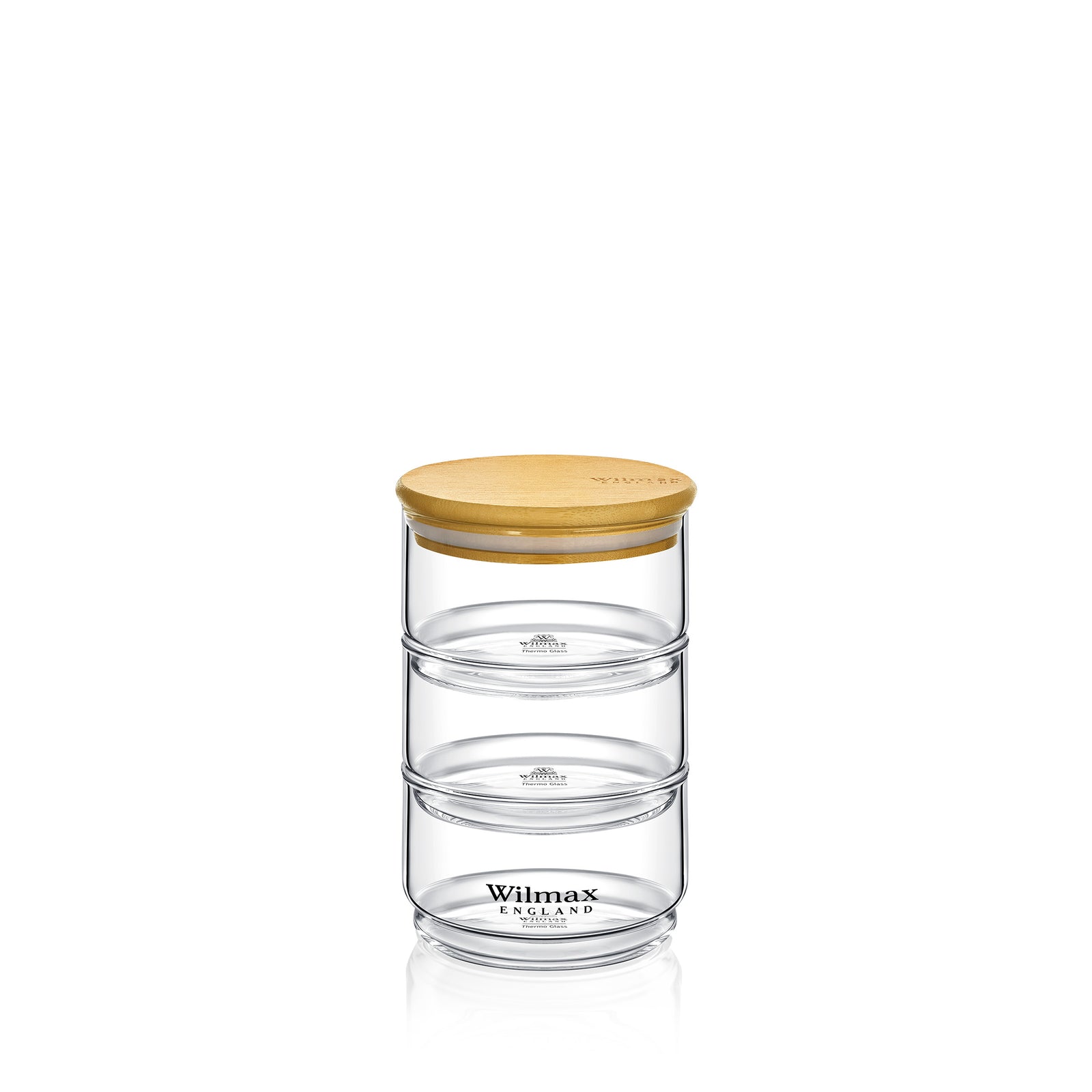 Wilmax England Thermo Glass 3-Tiered Jar with Bamboo Lid - WL-888521/A