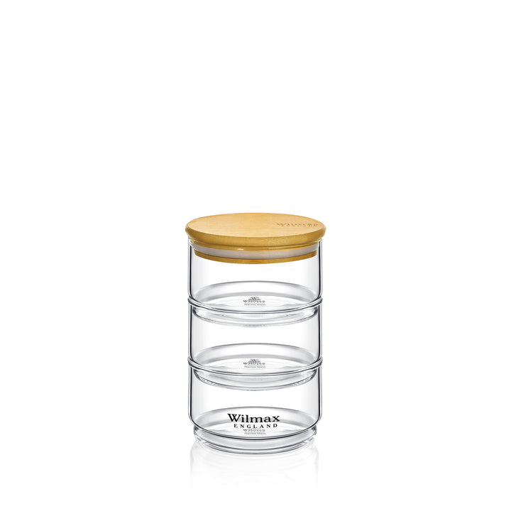 Wilmax England Thermo Glass 3-Tiered Jar with Bamboo Lid - WL-888521/A
