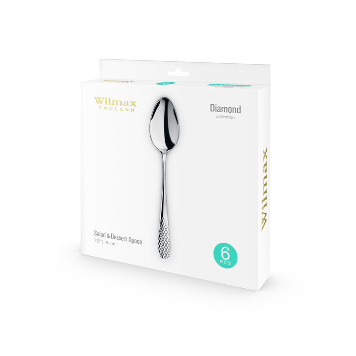 Wilmax Diamond Stainless Steel Dessert Spoon - additional view