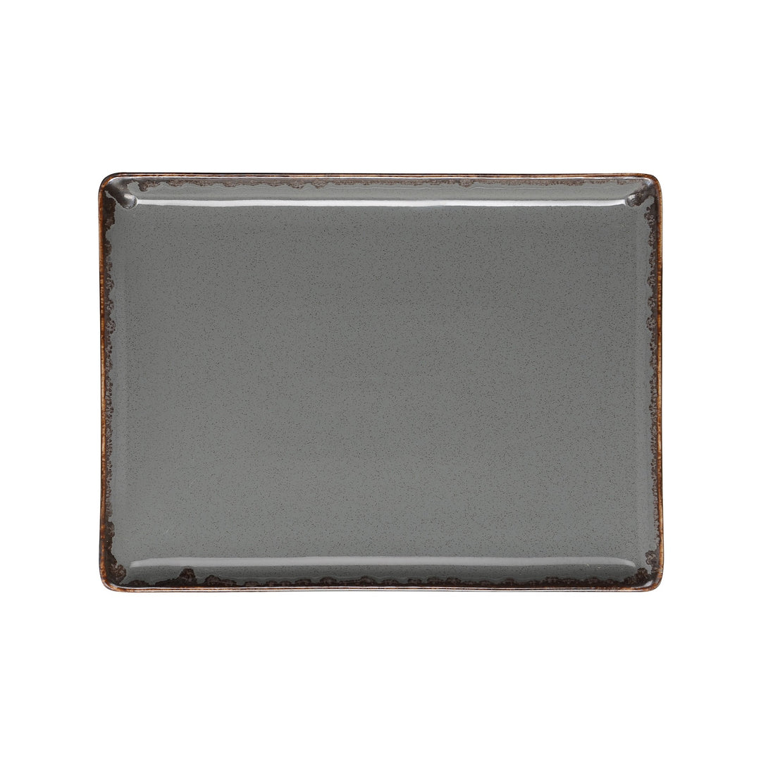 Rinart Grey Flora Rectangular Serving Platter - 24 x 17 cm
