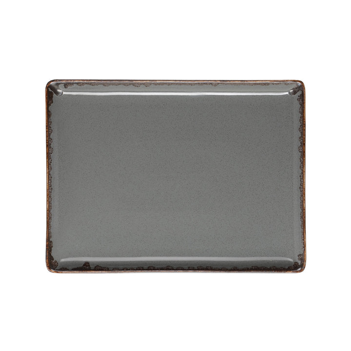 Rinart Grey Flora Rectangular Serving Platter - 24 x 17 cm